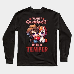 I'm Just A Sweetheart With A Temper I Equestrian Long Sleeve T-Shirt